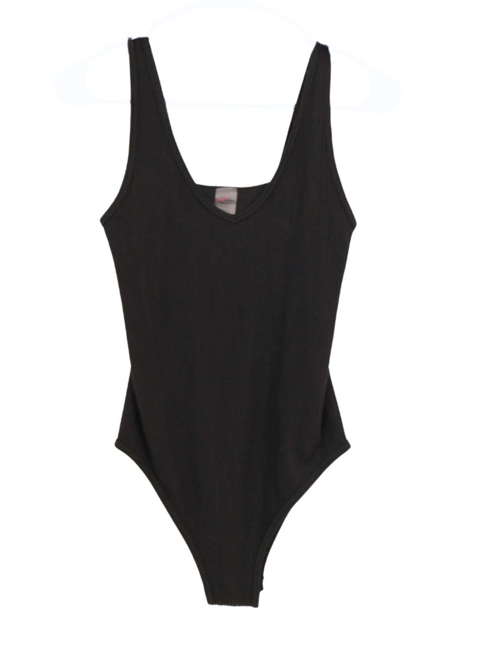 Love Charm Black Ribbed Bodysuit Tank Sleeveless Stretch M/L Minimalist